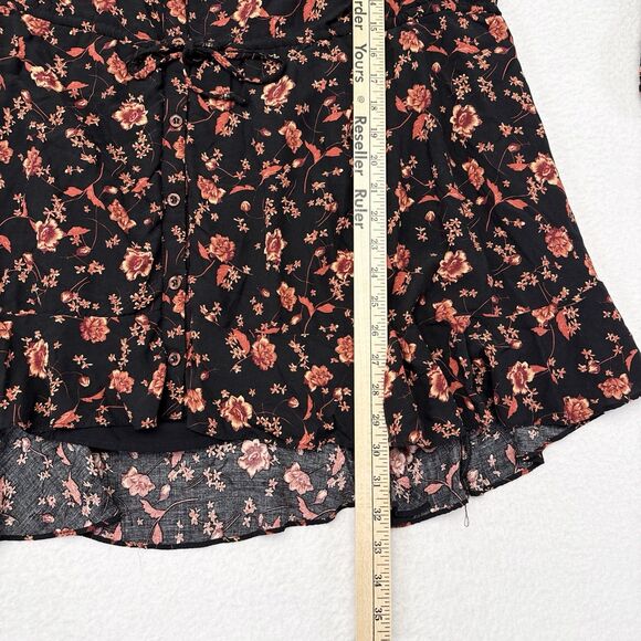 Free People Flower Fields Mini Dress Size Small Black Red Floral Flowy Buttons - Picture 11 of 11